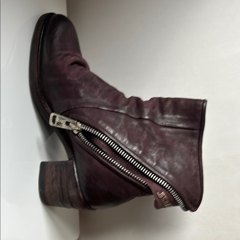 A.S.98 Dark Burgundy Leather Ankle Boots